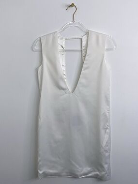 Solace London Women's Aurora Dress Sexy Backless V Neck Sleeveless White Size 4